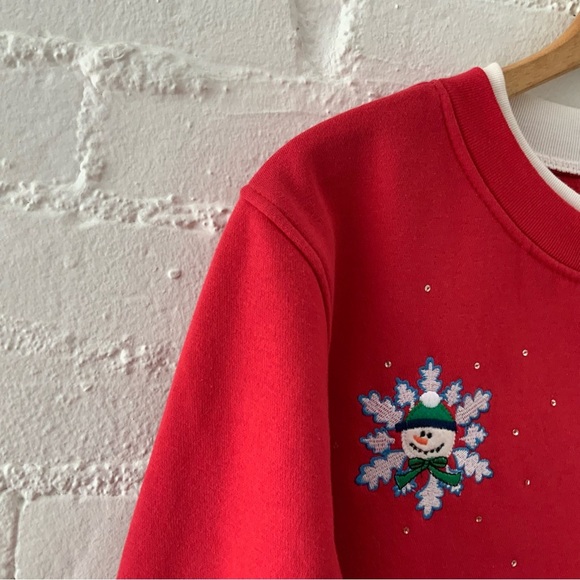 Vintage Embroidered Red Knit Button Up Cardigan Sweater Cozy Comfy Cottage M - Picture 2 of 11